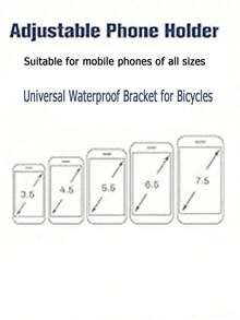 1pc 4"-6.9" Universal Bicycle Phone Holder, Waterproof ABS Material, 360° Adjustable, Shock-Proof Dust-Proof Snow-Proof, Handlebar Clamp Design, Suitable For Outdoor Cycling And Motorcycle Riding - Black - View 6