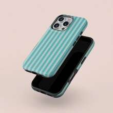 Light Blue Striped Phone Case Compatible With IPhone 17 Pro Max 16e 15 Pro 14 Plus 13 12 11 Pro Max - Mint Blue - View 3