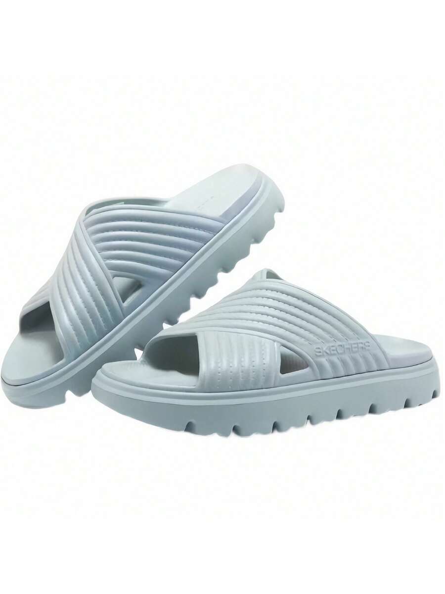 Skechers FOAMIES 女士轻便休闲模压鞋,新款休闲厚底防滑沙滩凉鞋,舒适家居拖鞋 - 薄荷綠 - 查看 1