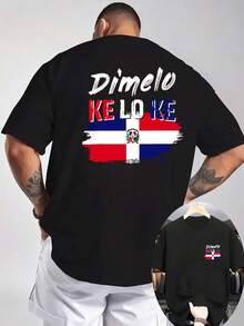 Summer Clothes Men Graphic Tees - Men's Dominican Republic Flag Pattern T-Shirt - Lightweight And Breathable Knit Fabric, With Dominican Motifs Printed On The Front And Back, Round-Neck Casual Summer Shirt For Men, Lightweight And Comfortable, Suitable For Outdoor Activities, Clothing That Expresses Pride In Dominican Culture - Ideal Gift For Men (Machine Washable) - Loose Fit, Bright National Flag Colors, White Background With Dominican Text Design, Perfect For Casual Outfits Y2k Clothes Men Streetwear - 黑色 - 查看 12