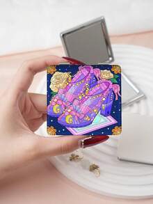 1pc Y2K Fashion Portable Folding Makeup Mirror, Lightweight Compact PU Leather, Suitable For Travel, Party, Work, School, All Ages - Multicolor - View 12