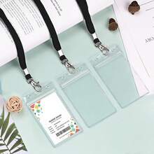 1pc (Lanyard + Card Holder) Personalized Transparent ID Card Holder, Comes With Black Lanyard And Vertical ID Card Sleeve, Halter For Daily Use To Hang Keys, Wallet, Earphones, Anti-Lost Accessory Suitable For Office, Business And Travel - Simple Style - View 8