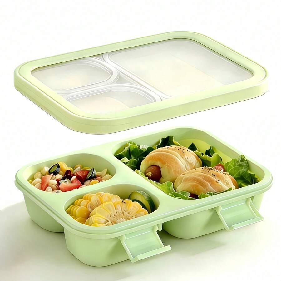 1pc Fashionable Macaron Color Bento Box, Compartment Lunch Box, Microwave , Suitable For School, Office, Outdoor Use
