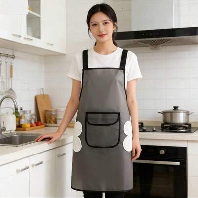 Women's Elegant Semi-Transparent TPU Apron, Suitable For Cooking, Art Studio, Hairdressing, Oil & Water Resistant With Large Pocket