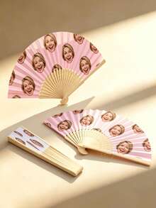 1pc Customized Photo And Name Logo Wedding Fan Classic DIY Fan Ornamental High-Quality Custom Personalized Stylish Exquisite Wedding Favors - Multicolor - View 6