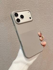 1pc Polka Dot Anti-Slip Phone Case, Flocked Lining Phone Case, Gray Phone Case With Fine Dotted Texture, Skin-Friendly Anti-Slip, Cushioned Shock-Absorbing, Suitable For Business, Daily, Commuting Scenarios, Suitable For Self-Use Or Gift Giving, Compatible With IPhone 17 Pro Max - Grey - View 5