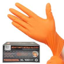 100 Pcs Heavy Duty Mechanic Nitrile Black/Orange/Green Disposable 8 MIL Diamond Gloves - 100Pieces (M size) - View 3