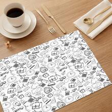 1pc/4pcs/6pcs Cartoon Stationery Pattern Linen Placemats, Suitable For Dining Table, All Season Decor, Modern Washable Table Mats, Room Decor, Coasters, Kitchen Dining Mats, Indoor Outdoor Party Decoration, Home Decor, Ideal Gift - Multicolor - View 6