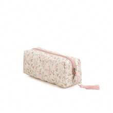 1pc Floral Quilted Cosmetic Bag, Lightweight Washable Makeup Brush Pouch, Travel Organizer, Unisex, Birthday Gift - Multicolor - View 11