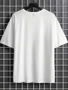 Manfinity Homme Camiseta casual de cuello redondo de manga corta con estampado de letras para hombre - Blanco 2 - Ver 3