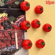 5pcs/10pcs/15pcs Cute Mini Tomato Fridge Magnets, 3D Resin Tomato Fridge Stickers, Suitable For Kitchen Decor, Office Desk Accessories, Dishwasher, Refrigerator, Home Decor, Girlfriend Gift, Boyfriend Gift, Room Decor - Tomato - View 13