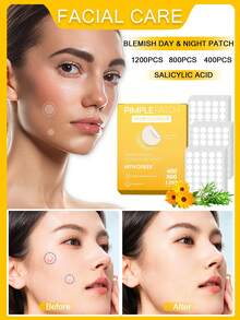 400/800/1200PCS Day And Night Care Patches Hydrocolloid Patch Set, Containing Tea Tree And Witch Hazel - Alcohol-Free, Paraben-Free, Suitable For All Skin Types - Multicolor - View 1
