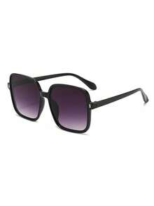 1 Pair Women's Square Personalized Rivet Fashion Sunglasses, Suitable For Outdoor Activities, Travel, Sports Style, Driving, Beach, Electronic Music Festival, Outfits, Vacation Atmosphere, Family Outings, Hiking, Elegant Dressing - Black Double Gray - View 2