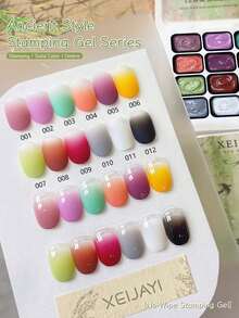 12 Colors Vintage Dye Pattern High Saturation Semi-Solid Nail Polish Gel, Salon Use - Multicolor - View 3