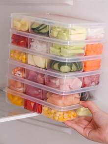 1个实用六格可重复使用食物备餐盒，耐用餐盒，多功能零食水果托盘及成人份量控制午餐盒，适合家庭、学校、办公室、旅行，是生日和新年的理想礼物 - 彩色 - 查看 11