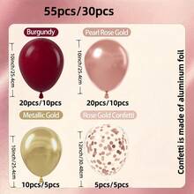 30pcs/55pcs Balloon Set 10inch/12inch Burgundy, Champagne Gold, Gold, Champagne Gold Foil Sequin Balloons, Latex Balloon Set, Suitable For Engagement Decoration, Anniversary, Wedding Decoration, Home Decoration, Party Decoration, Birthday Decoration, Date Farewell Decoration - Multicolor - View 4