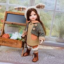 Boneka Keramik Mewah Cloveray Lily 16 Inci, Figur Koleksi, Dekorasi Rumah, Boneka Keramik Premium yang Dibakar pada Suhu Tinggi, Warna Tahan Lama, Riasan yang Dilukis Tangan, Rambut Lembut untuk Ditata, Pakaian yang Dirancang Eksklusif, Kepala yang Dapat Diputar, Topi Telinga Kelinci yang Dapat Dilepas, Sepatu dan Kaos Kaki - Unta - View 5