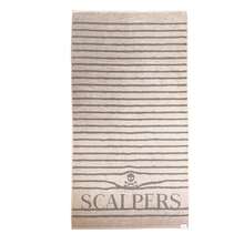 Bergner Serviette de plage 90 x 180 cm, 100 % coton 420 g/m², beige à rayures, Scalpers Home - Rayures beiges - Voir 1