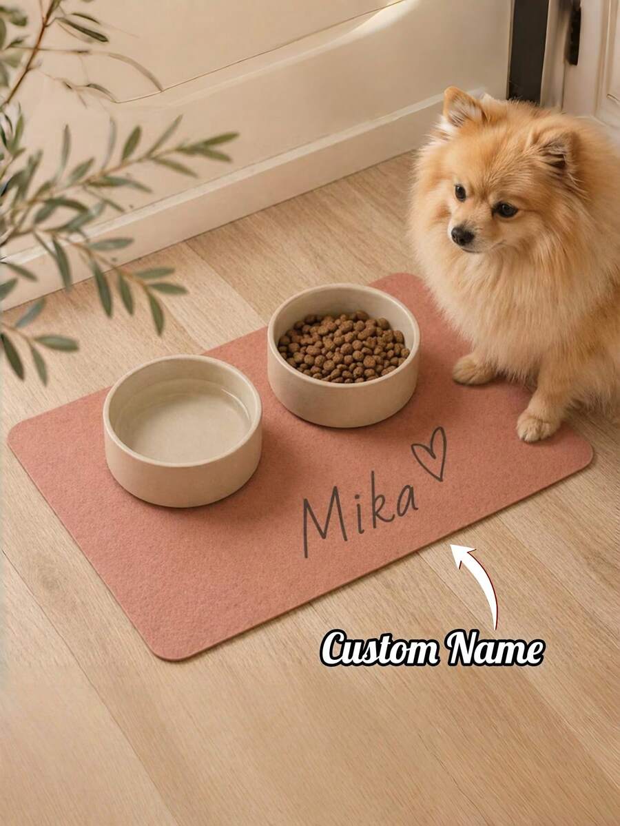 1pc Customized Pet Feeding Mat, Personalized Pet Photo + Name Mat, Personalized Dog Feeding Mat, Customized Cat Floor Mat, Unique Gift For Pet Lovers, Ideal Birthday Choice - Multicolor - View 1