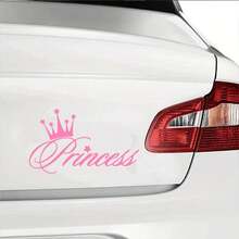 Princess Crown Pink Princess Text Removable Sticker, Residue-Free Self-Adhesive Decal Suitable For Car, Truck, Laptop And More - A - View 3