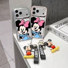 This Disney Mickey Mouse Pattern Lanyard Phone Case Features A Strong Magnetic Closure And Full Coverage Of Acrylic And TPU Material. It's Shockproof, Lightweight, And Suitable For IPhone17/16/11/13/15/15 Plus/15 Pro/15 Pro Max/12/14 Pro Max/11 Pro Max/12 Pro/12 Pro Max/13. It's A Popular Birthday Gift, Business Gift, Durable, Stain-Resistant, And Fingerprint-Resistant New Phone Case For Men And Women. It Also Includes A Mickey Mouse Phone Case And Mickey Mouse Doll Bracelet. Compatible With SamsungGalaxy S20, S21, S22, S23, And S24 Series. It's The Perfect Gift For Friends And Family. This Stylish Phone Case Is Fun, Lightweight, And Durable. IPhone17 Pro Max Phone Case, Minnie Phone Case. - màu đen - Xem 3