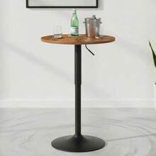 HOMEMAKE FURNITURE Mesa de Bar Redonda de 60 cm Altura Ajustable Rotación de 360° Base Cromada para Restaurante Bar Cafetería Cocina Lounge - Antiguo - Ver 2