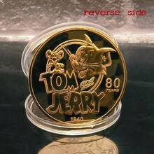 Warner Bros 1pc Genuine 'Tom And Jerry' Metal Coins , Round Game Collection,Card Anime Toys,Cartoon Commemorative Medal, Cute Anime Souvenir Gift For Fans And Collectible(Random Style) - Multicolor - View 5