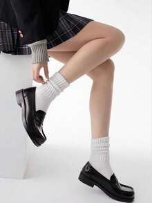 1/2/3/4/5 Pairs Women's Ribbed Mid-Calf/Ankle Socks, Solid Color, Comfortable, Simple And Minimalist Style, Suitable For Daily Wear For Ladies And Women Christmas Gift - Mouldless - View 4