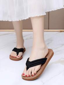 Dép xỏ ngón nữ, dép xăng đan mùa hè, đế màu nâu, quai đen. - màu đen - Xem 2