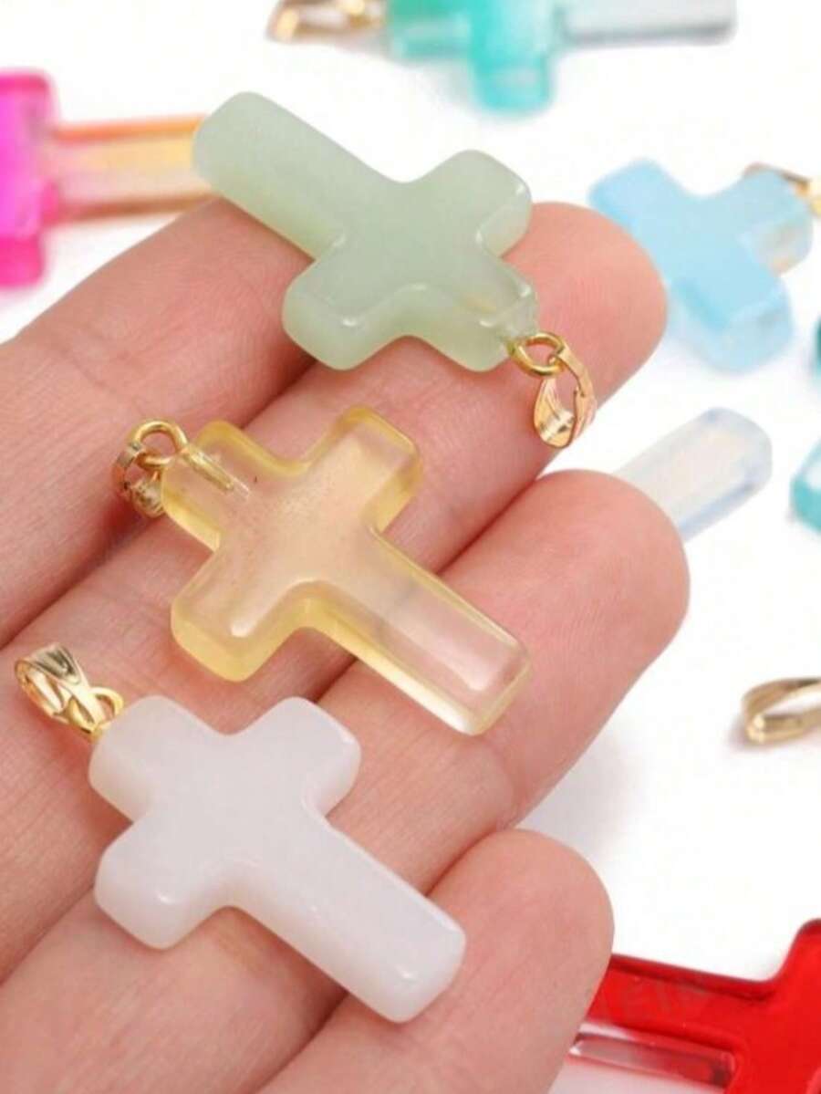 10 chiếc mặt dây chuyền hình thánh giá bằng thủy tinh Séc 18*25mm, dùng làm trang sức thủ công, phụ kiện vòng cổ, bông tai. - mặt dây chuyền chéo - Xem 1