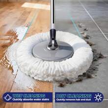 Spin Mop And Bucket Set EasyWring Microfiber Spin Mop With 3 Mop Pads Pedal Spinning Mops And Bucket With Wringer Set For Floor Cleaning - Home And Office Suitable - Dark Blue - View 5