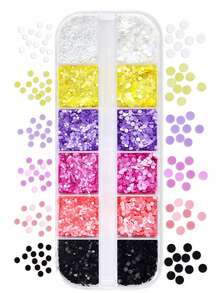 Set de Purpurina de Colores Macaron para Uñas - 6 Colores Lunares Lentejuelas de 1mm+2mm Mixtas Redondas, Lentejuelas Punteadas Ultra Delgadas Tipo Macaron, Decoraciones DIY de Arte de Uñas - Multicolor - Ver 11