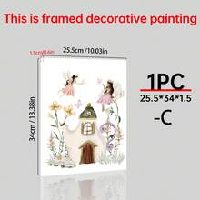 1/3件套帆布墙画：一套3幅童话花园主题画作，儿童童话主题艺术品，儿童房墙画，童话主题装饰，女孩童话主题墙画，美观的房间装饰，带框或不带框，房间装饰，墙面装饰，卧室装饰，儿童房/客厅/卧室/办公室粉色风格装饰 - 彩色 - 查看 15