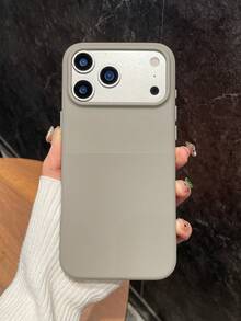 1pc Polka Dot Anti-Slip Phone Case, Flocked Lining Phone Case, Gray Phone Case With Fine Dotted Texture, Skin-Friendly Anti-Slip, Cushioned Shock-Absorbing, Suitable For Business, Daily, Commuting Scenarios, Suitable For Self-Use Or Gift Giving, Compatible With IPhone 17 Pro Max - Grey - View 4