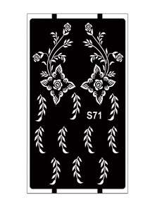 Hana Hand-Drawn Hollow Floral Tattoo Stencil - Sexy Floral Pattern, Suitable For Hands, DIY Painting, Ink, Reusable Mandala Design Template Stickers, Suitable For Women Body Party Makeup - Black - View 4