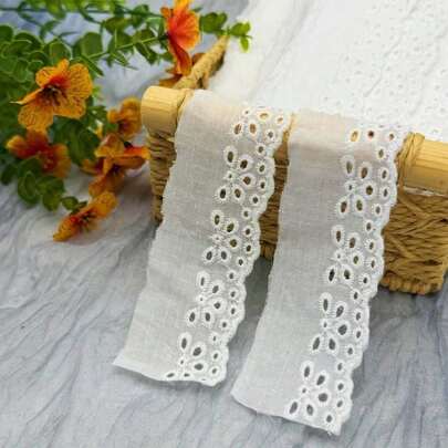 4.5cm 4/16 Size Cotton Lace Trim, Suitable For Sewing, Wedding, Party And Holiday Decoration, Spring/Summer