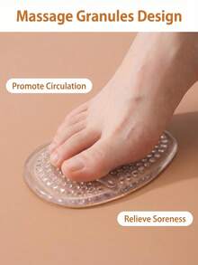 1 Pair Soft Silicone Forefoot Pads, Anti-Slip & Anti-Pain Cushion Inserts, Suitable For High Heels, Shoes, Sandals, Reduces Shoe Size - Clear - View 3