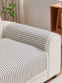 1 pièce Housse de coussin de canapé toutes saisons, protecteur de siège de canapé à motif rayé vertical, housse de canapé anti-rayures pour animaux de compagnie, lavable en machine, décoration de pièce, housse de canapé adaptée aux canapés d'angle, canapés 1 place, canapés 2 places, canapés 3 places, canapés 4 places, canapés d'angle (vendu séparément) - Noir - Voir 5