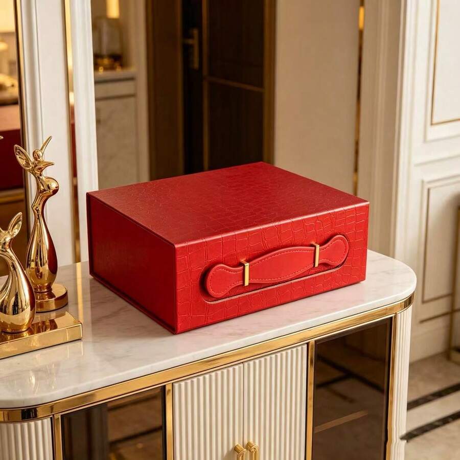 One-Piece Folding Gift Box, High-End And Exquisite Handle Folding Flip Box, One-Piece Molding, Convenient Hand-Held Gift Box, Magnetic Gift Packaging Box. - B - View 1