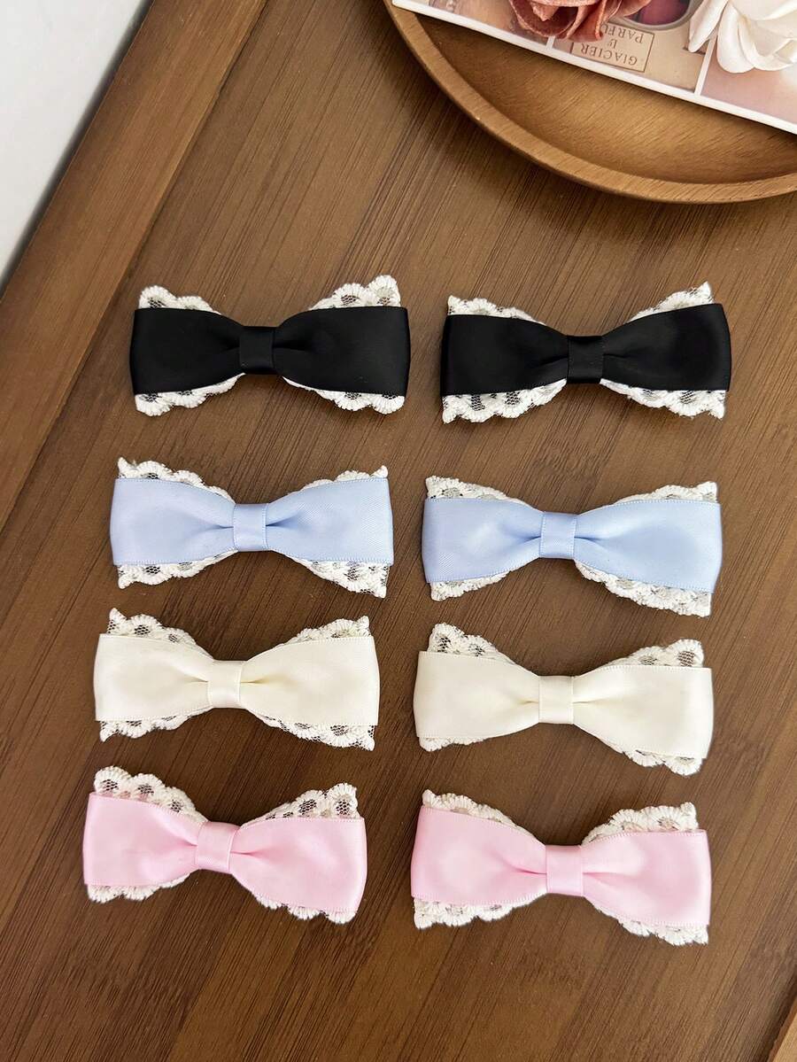 8个/套蕾丝可爱蝴蝶结发夹,百搭洛丽塔风格头饰,适合日常通勤、婚礼、音乐节、节日派对、生日、购物、旅行、摄影等各种场合,是送给闺蜜的绝佳礼物。 - 彩色 - 查看 1