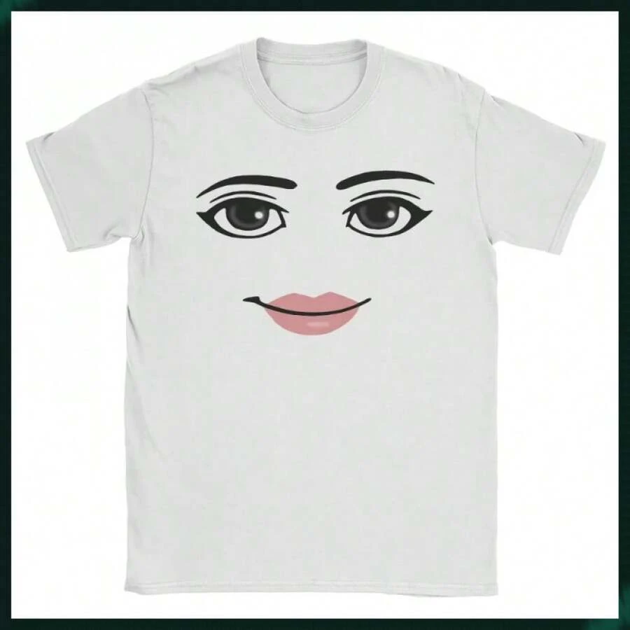 High Quality Novelty Robloxs Woman Face Game Meme Graphic T Shirts Men Women Fashion Short Sleeve T-Shirts Unisex Tops - Y1010-白色 - 查看 1