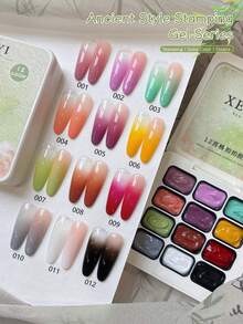 12 Colors Vintage Dye Pattern High Saturation Semi-Solid Nail Polish Gel, Salon Use - Multicolor - View 8