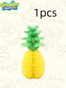 SpongeBob SquarePants Pineapple Honeycomb Tissue Paper, Pineapple Hanging Decor, Tropical Hawaiian Jungle Party Supplies Gift - Yellow - View 13