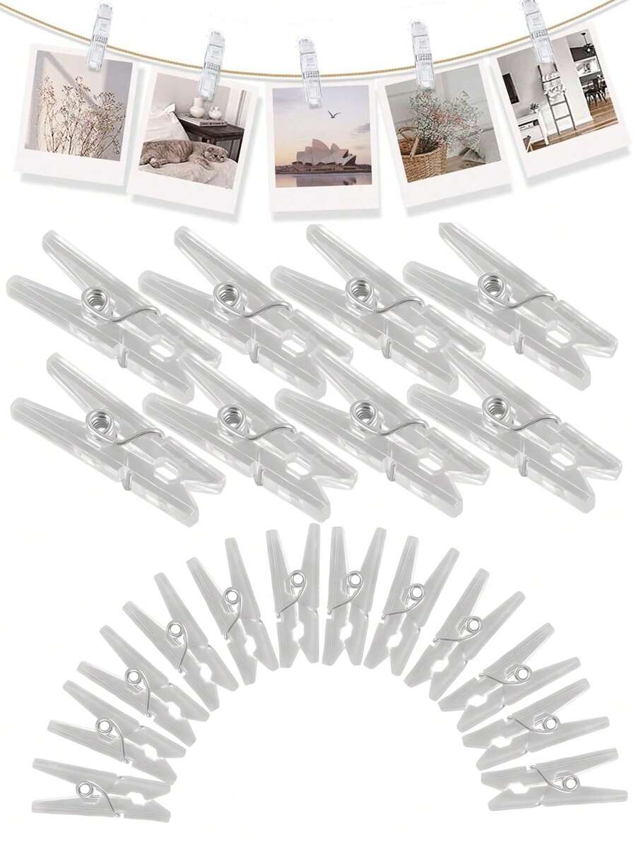 50/100/Piezas Mini Pinzas Transparentes para Fotos, Mini Pinzas de Fotos de Colores, Pinzas de Ropa, Pinzas de Sujeción, Pinzas Transparentes de Plástico con Resorte para Colgar, Pinzas para Toallas y Fotos, Decoración del Hogar DIY para Colgar Luces de Hadas en Cuerda y Fotos - Multicolor - Ver 1