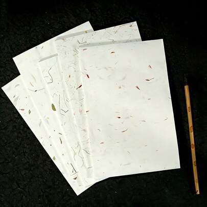 50 Sheets Of Rice Paper, Plant Fiber, Rice Paper, Tea Leaves, Petals, Leaf Paper, Special Paper For Chinese Calligraphy And Painting
