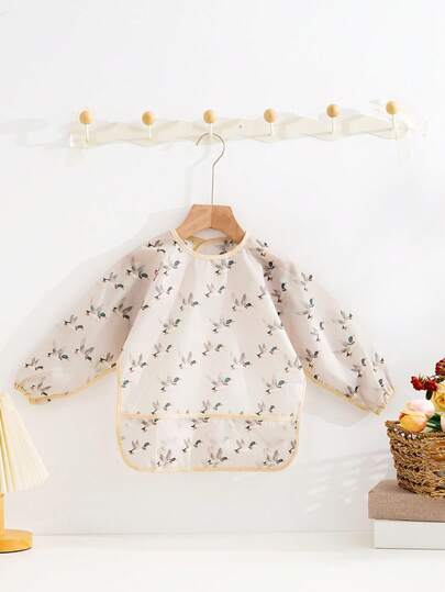 1pc Waterproof Bib, Suitable For 6-36 Months Infants And Toddlers, With Large Pocket