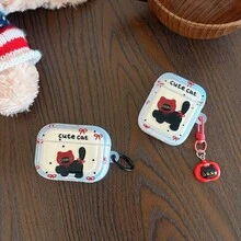 1pc Apple Bluetooth Earphone Case, Bowknot Black Cat Design Soft Silicone Protective Cover Compatible With Apple 2/Pro 2/4th Gen/Pro 3 Wireless Bluetooth Earphones - Multicolor - View 2