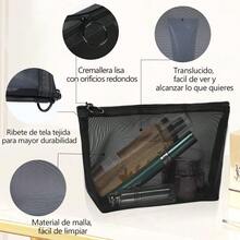 Bolsa de Tocador, 3PCS Bolsa Transparente Viaje Transpirable y Ligero, Bolsa de Maquillaje Portátiles de Gran Capacidad, Bolsa de Tocador de Viaje Multifuncionales con Cremallera Mujeres y Hombres - Rosa - Ver 7