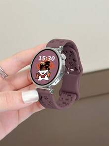 1条18mm/20mm/22mm硅胶表带，兼容三星Galaxy Watch 3/4/5/6 40mm 44mm经典款、43mm 47mm、GT6 GT5 GT4 GT 3/2 46mm，男女通用 - 煙紫 - 查看 3