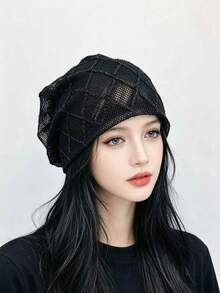 1pc Multicolor Women's Shiny Bohemian Rayon Lace Patchwork Hat, Stretchy Breathable Lace For Social Events, Home Gatherings, Summer - A - View 4